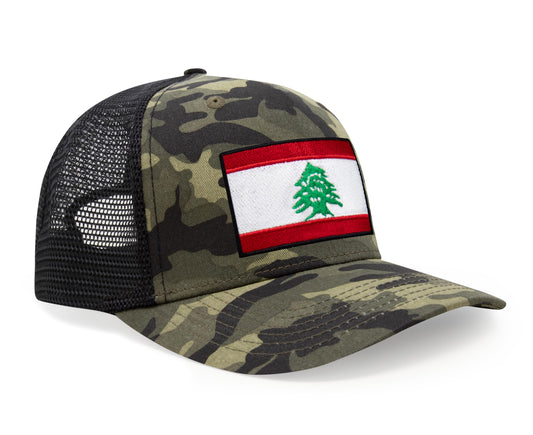 International Tie Lebanon Flag Hat for Men and Women - Adjustable Snapback Trucker Baseball Cap (Camouflage) - International Tie