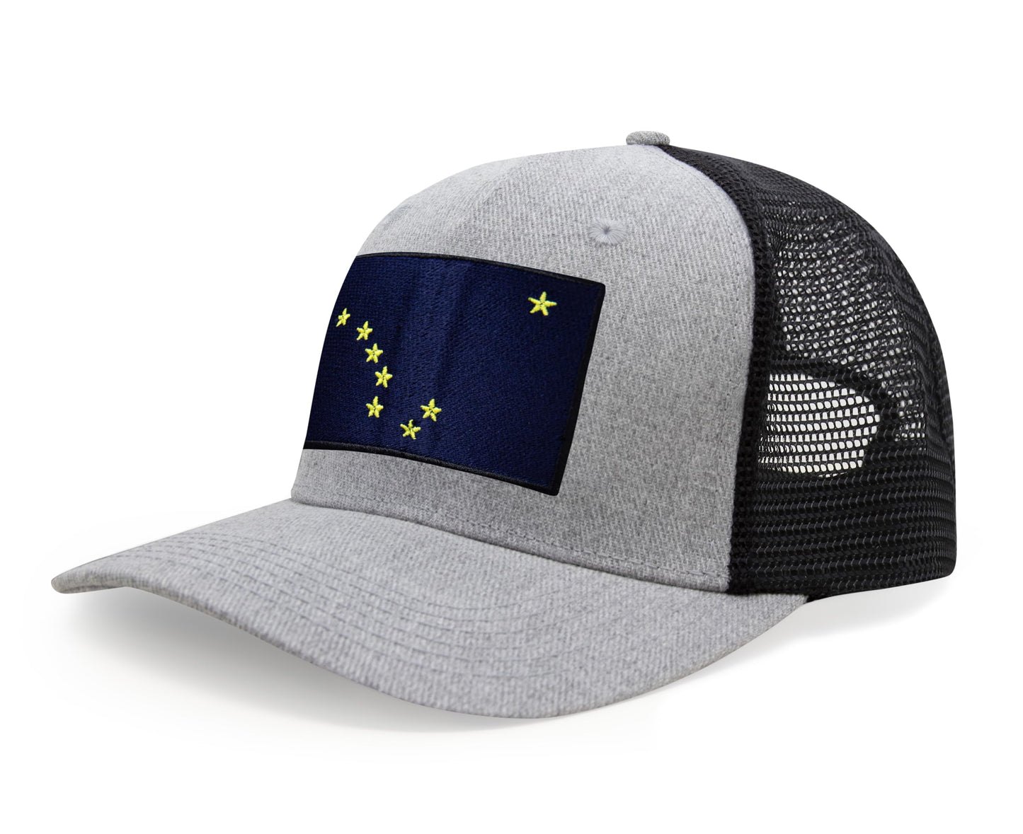 International Tie Premium Alaska Flag Hat for Men and Women - Snapback Trucker Baseball Cap (Grey Black)