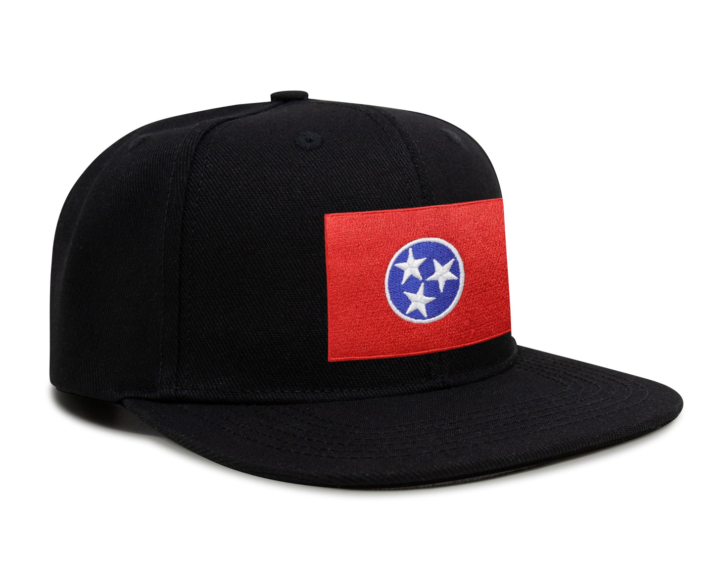 International Tie Premium Tennessee Flag Patch Hat for Men and Women - Snapback Trucker Baseball Cap (Black Flatbill)