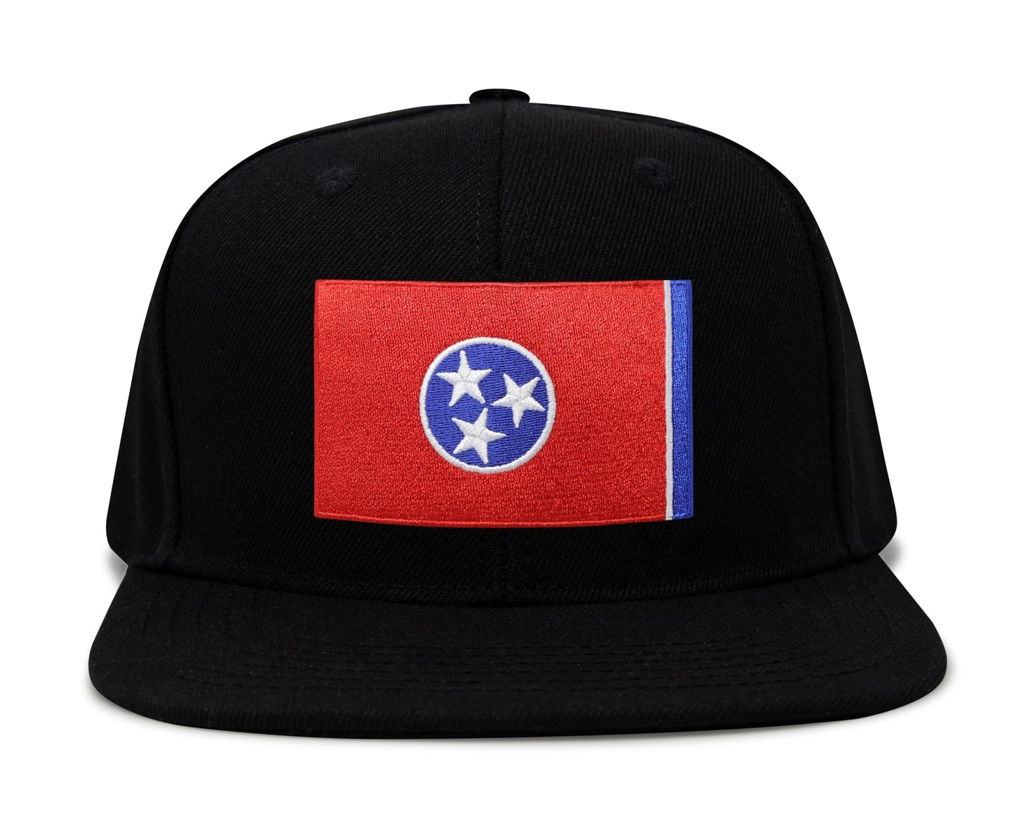 International Tie Premium Tennessee Flag Patch Hat for Men and Women - Snapback Trucker Baseball Cap (Black Flatbill)