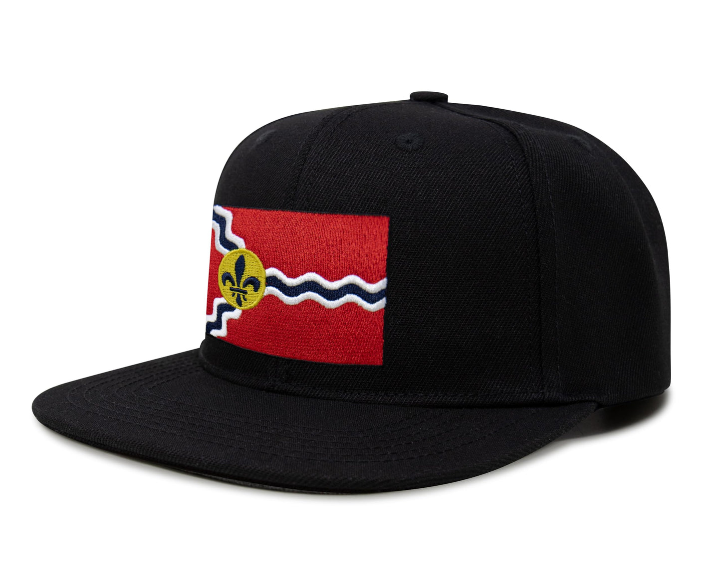 International Tie Premium St. Louis Flag Hat for Men and Women - Snapback Trucker Baseball Cap (Black Flatbill)
