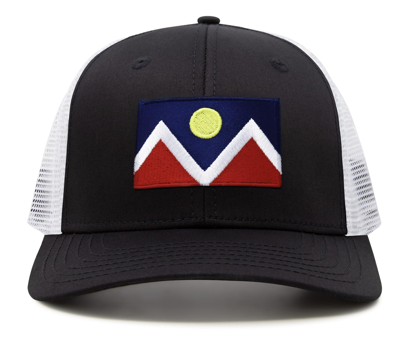 Premium Denver Colorado Flag Hat for Men and Women - Snapback Trucker Baseball Cap (Black/White)