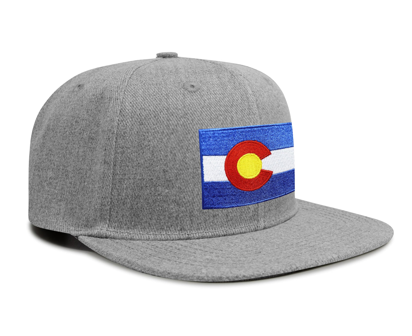 International Tie Colorado Flag Hat for Men and Women - Snapback Trucker Baseball Cap (Grey Flatbill)