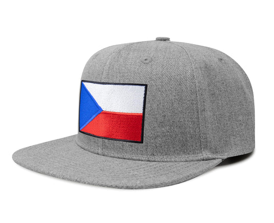Czech Republic Flag Hat for Men and Women – Adjustable Snapback Baseball Cap by International Tie (Grey Flatbill) - International Tie