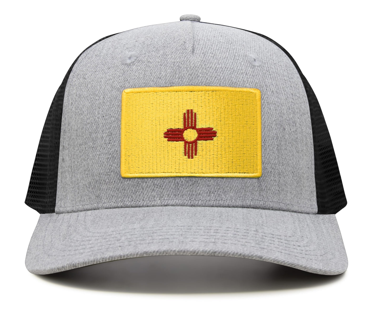 International Tie Premium New Mexico State Flag Hat for Men and Women - Snapback Trucker Baseball Cap (Grey Black)