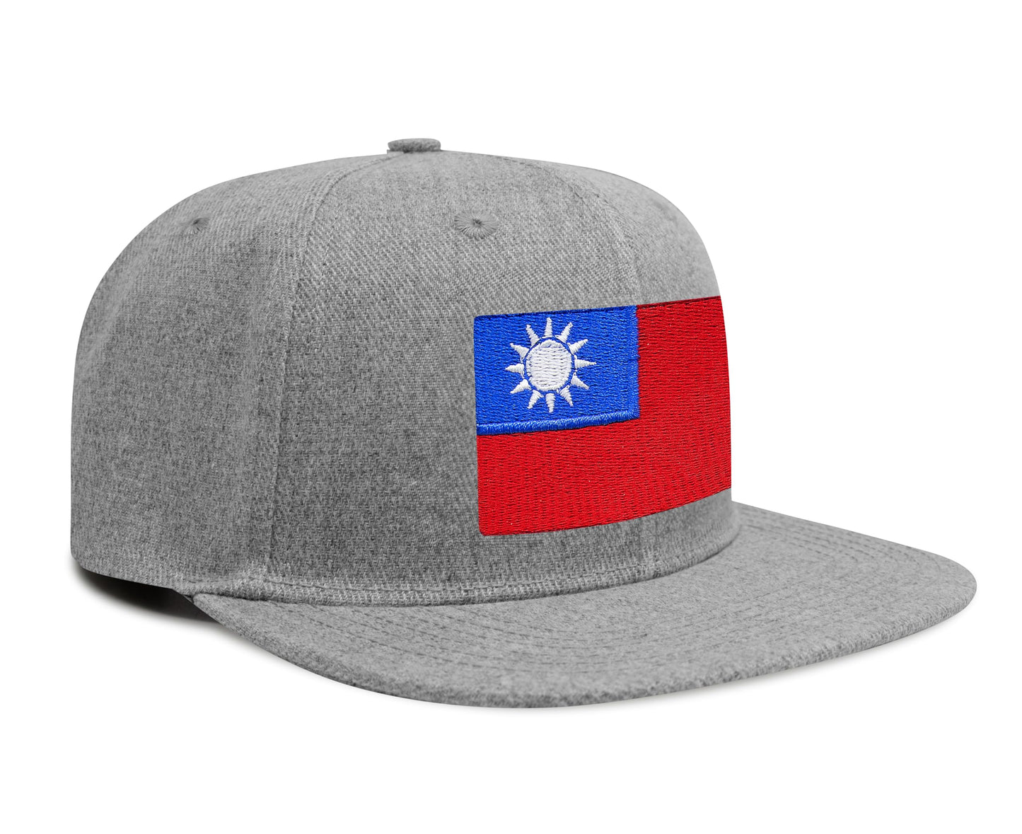 International Tie Taiwan Hat for Men and Women - Snapback Trucker Baseball Cap (Grey Flatbill)