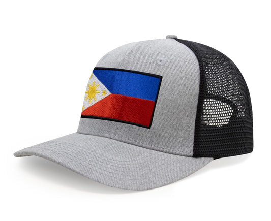 International Tie Philippines Hat for Men and Women - Snapback Trucker Baseball Cap (Grey/Black)