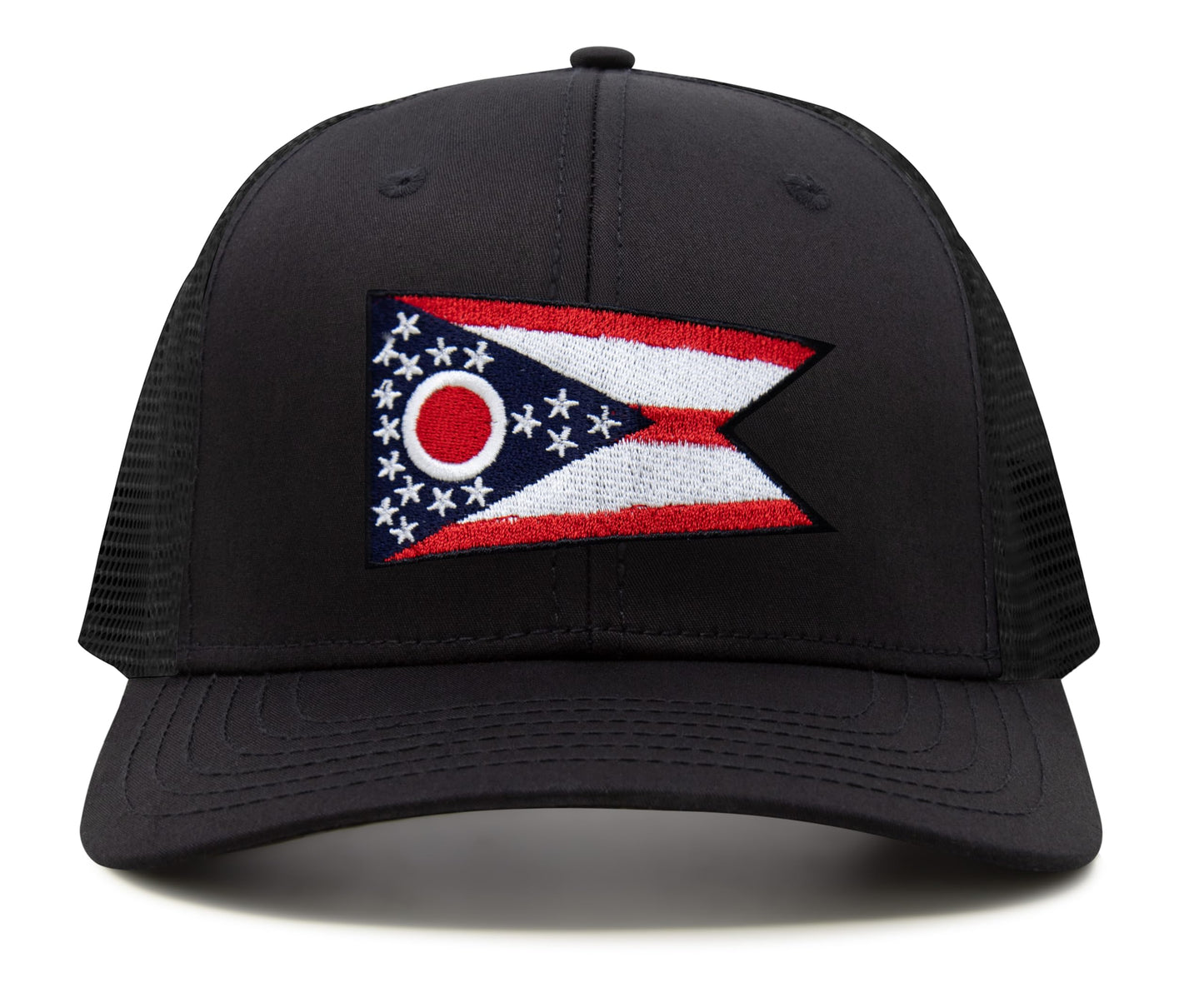 International Tie Premium Ohio - Flag Patch Hat for Men and Women - Snapback Trucker Baseball Cap (All Black)