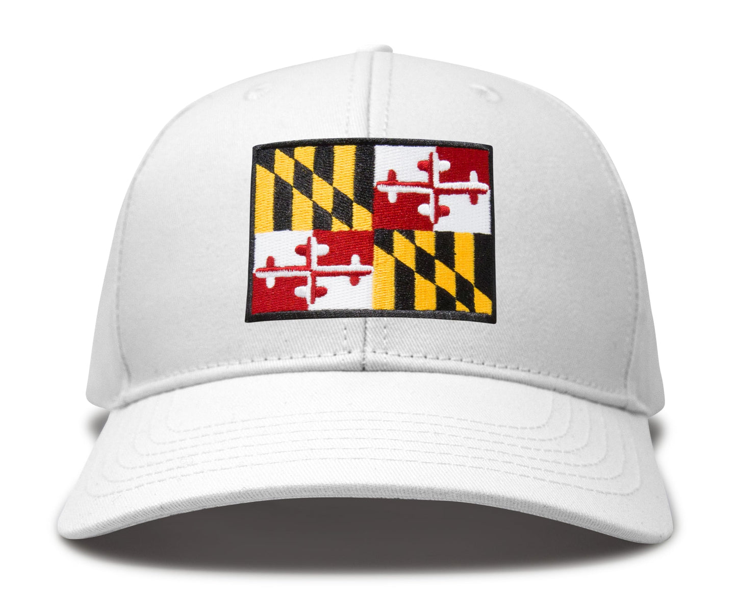 International Tie Maryland Flag Hat for Men - Adjustable Snapback Baseball Trucker Cap (All White)