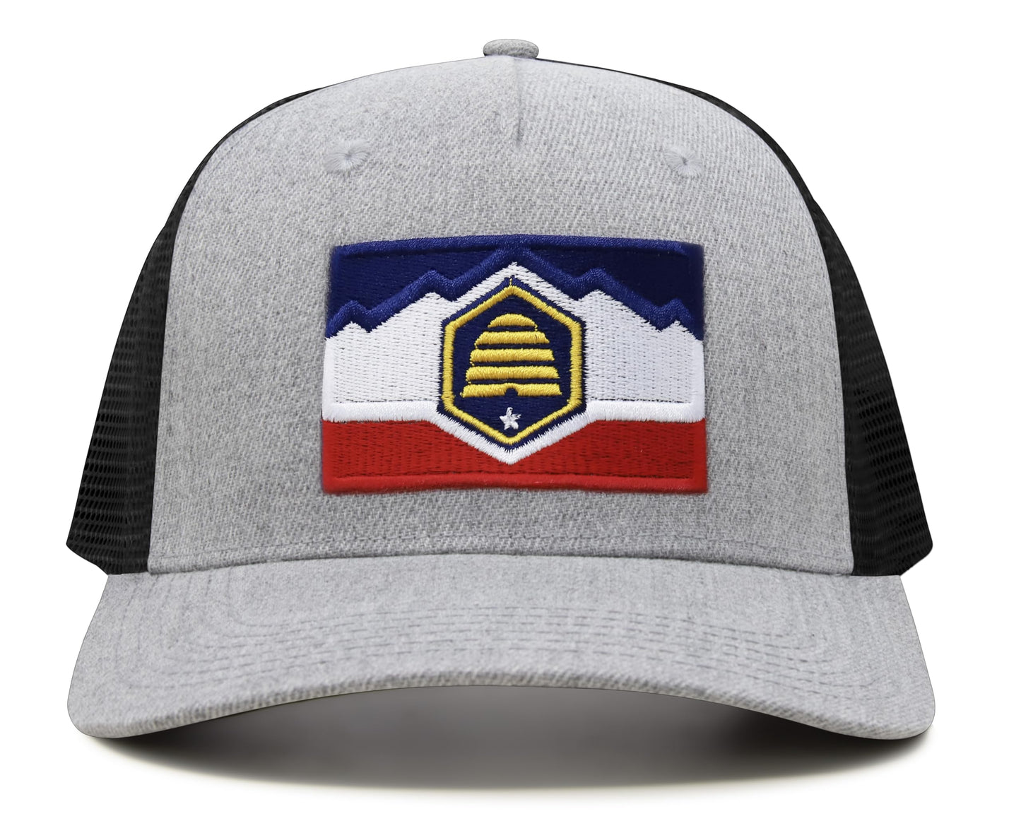 International Tie Premium Utah Flag Hat for Men and Women - Snapback Trucker Baseball Cap (Grey Black)