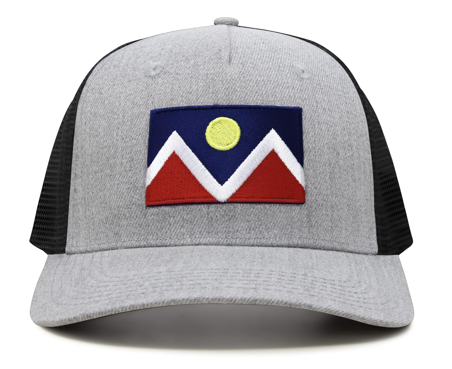 Premium Denver Colorado Flag Hat for Men and Women - Snapback Trucker Baseball Cap (Grey/Black)