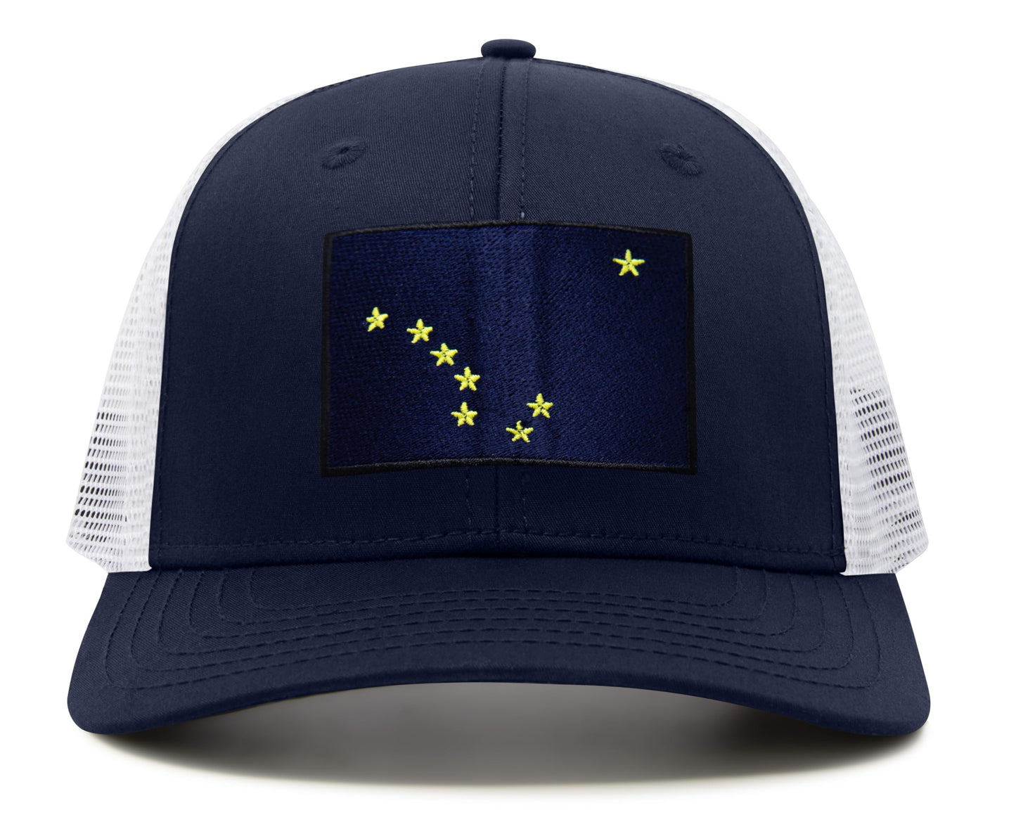 International Tie Premium Alaska Flag Hat for Men and Women - Snapback Trucker Baseball Cap (Navy White)