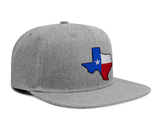 International Tie Hat for Men and Women, Adjustable Snapback Trucker Baseball Cap with Embroidered Patch (Texas, Grey Flatbill)