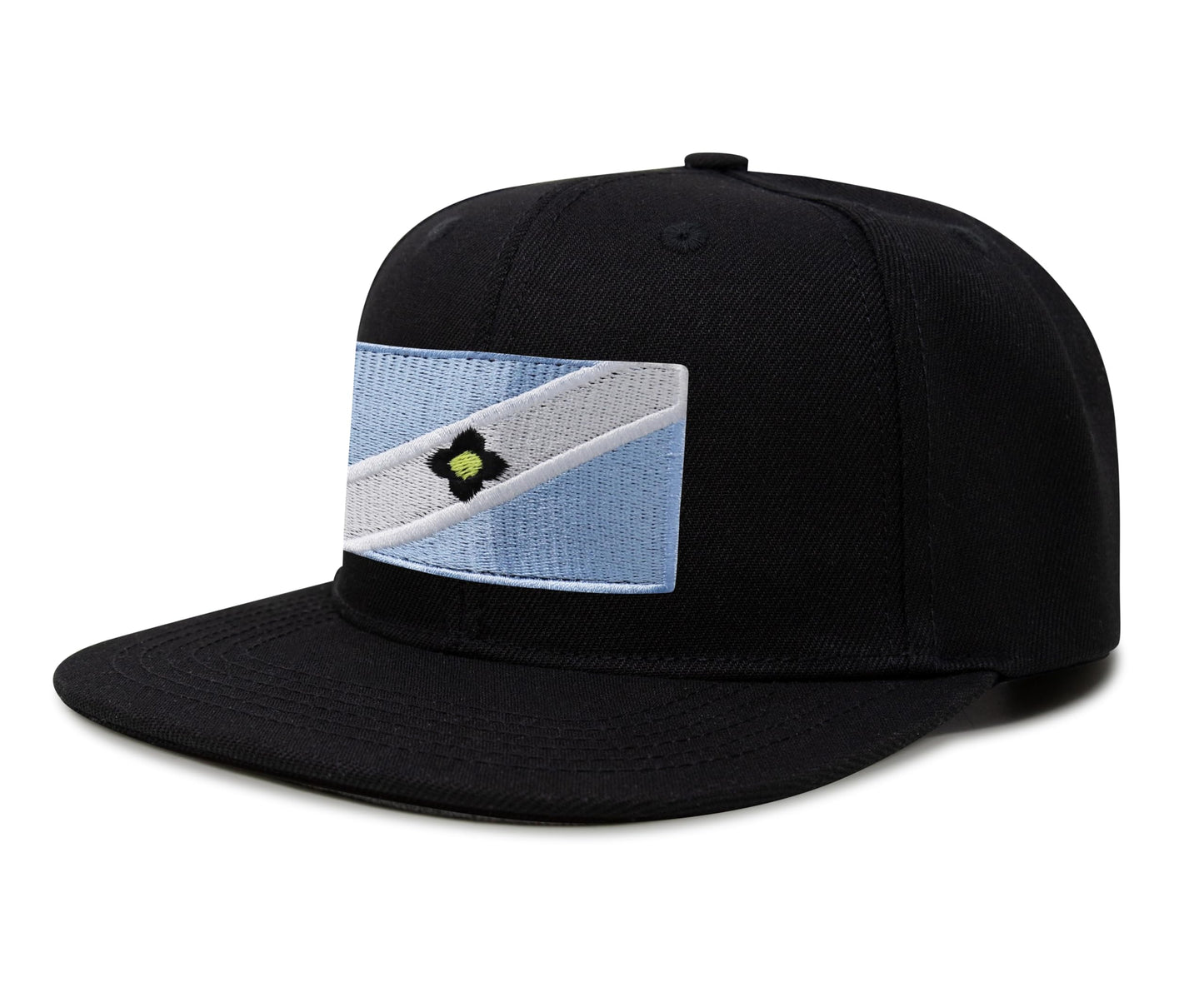 International Tie Madison Flag Trucker Hat for Men and Women - Snapback Baseball Cap (Black Flatbill)