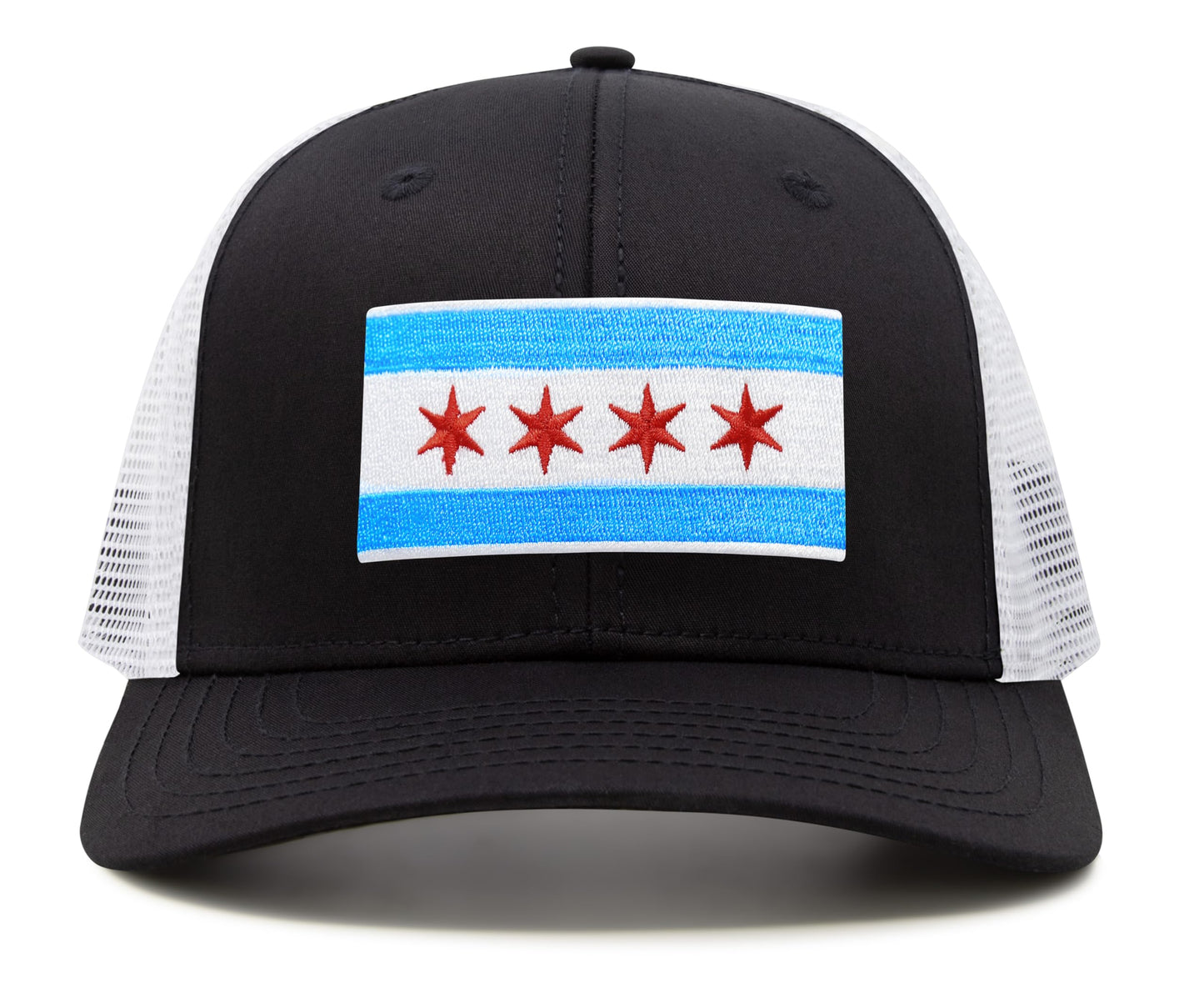 Chicago Flag Hat for Men and Women – Snapback Trucker Baseball Cap by International Tie (Black White)