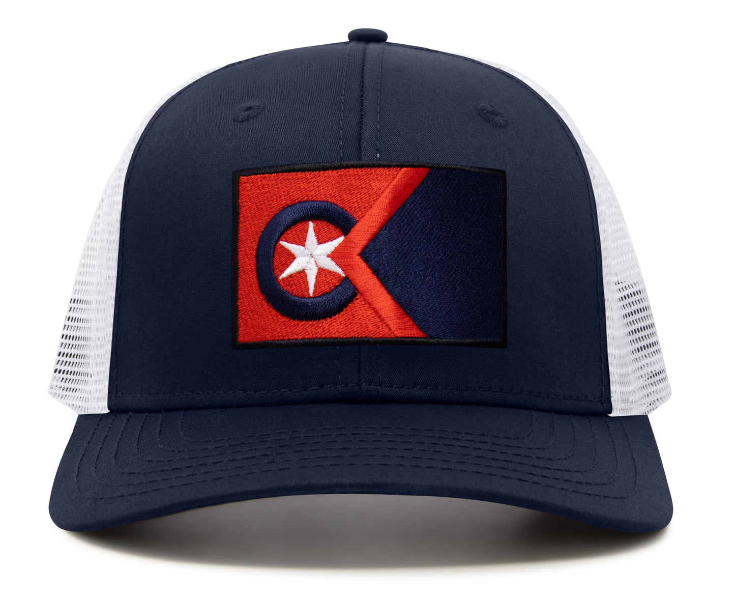 International Tie Cleveland Flag Hat for Men and Women - Adjustable Snapback Trucker Baseball Cap (Navy White)