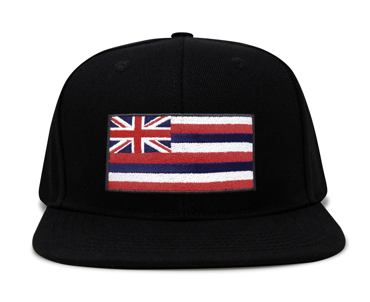 International Tie Hawaiian Flag Trucker Hat for Men & Women - Adjustable Snapback Baseball Cap with Embroidered Patch (Black Flatbill)