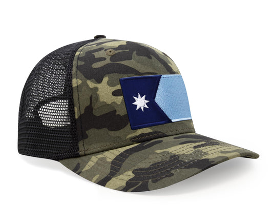 International Tie State Hat for Men and Women, Adjustable Snapback Trucker Baseball Cap with Embroidered Patch (Minnesota, Camouflage) - International Tie