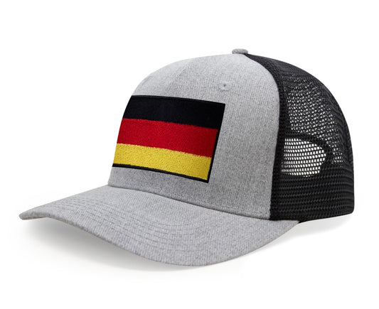 International Tie Germany Flag Hat for Men and Women - Adjustable Snapback Trucker Baseball Cap (Grey Black) - International Tie