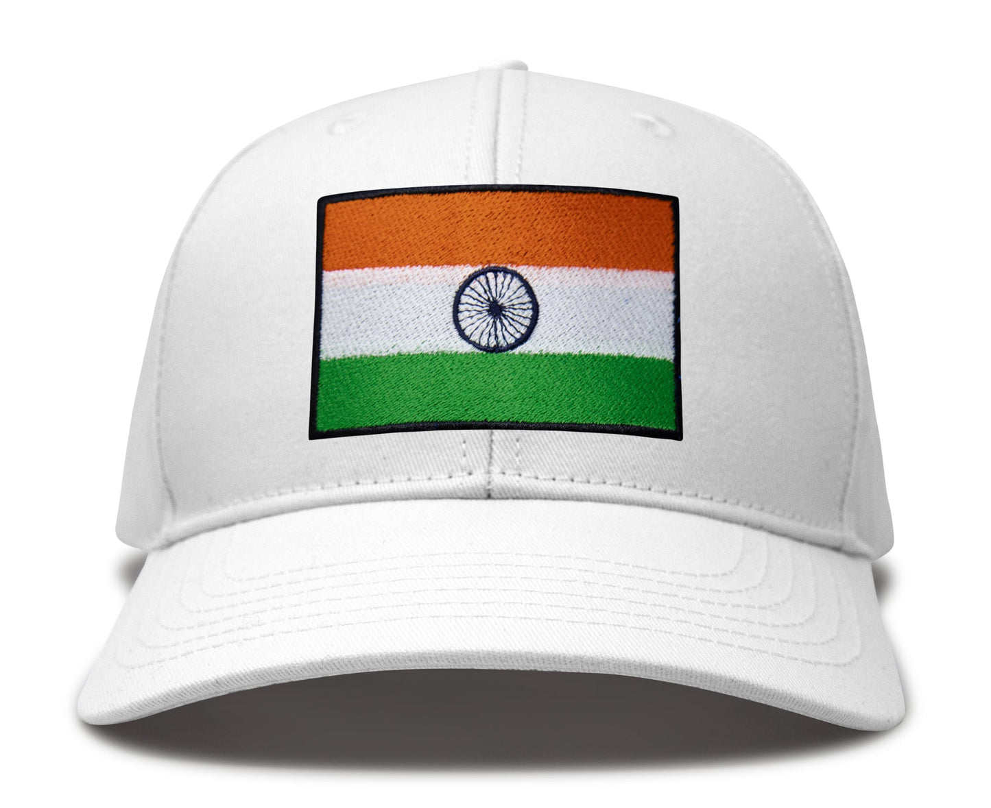International Tie Indian Flag Hat for Men and Women - Adjustable India Snapback Trucker Baseball Cap (All White)