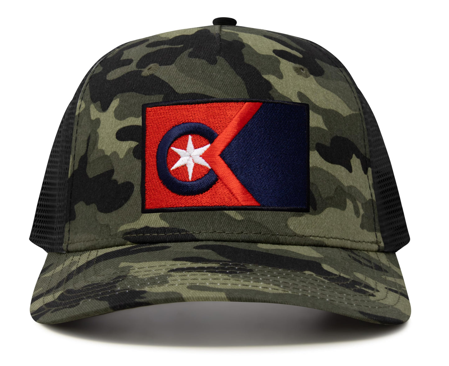 International Tie Cleveland Flag Hat for Men and Women - Adjustable Snapback Trucker Baseball Cap (Camouflage)