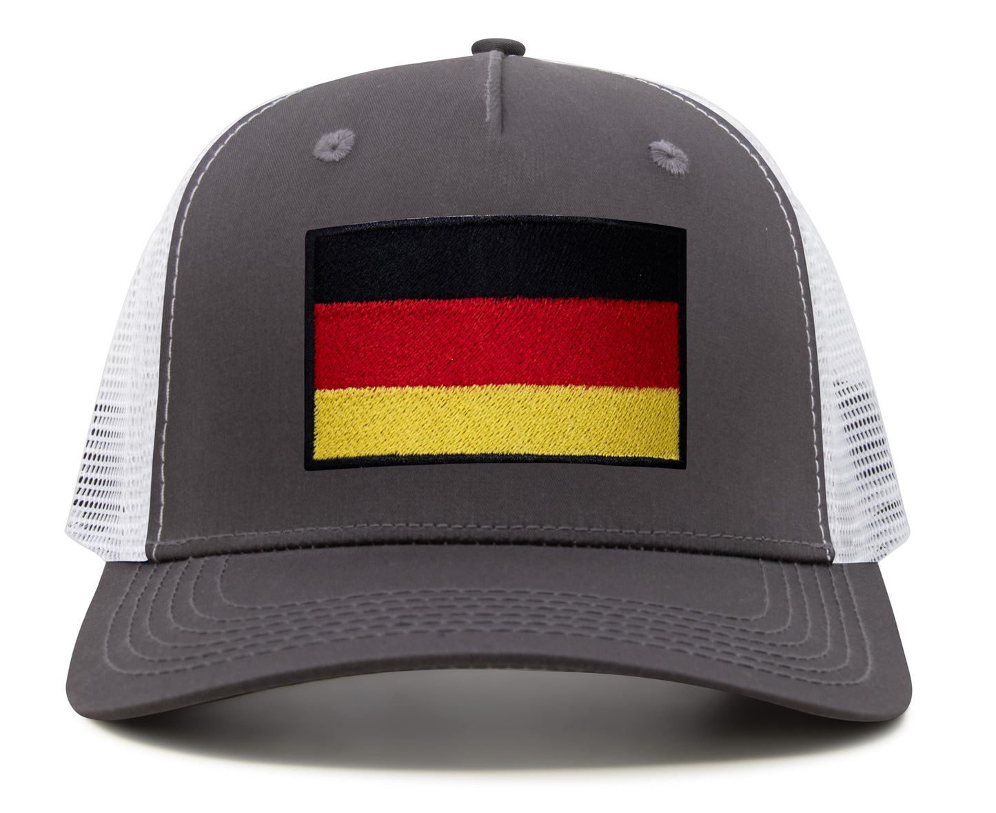 International Tie Germany Flag Hat for Men and Women - Adjustable Snapback Trucker Baseball Cap (Grey White)