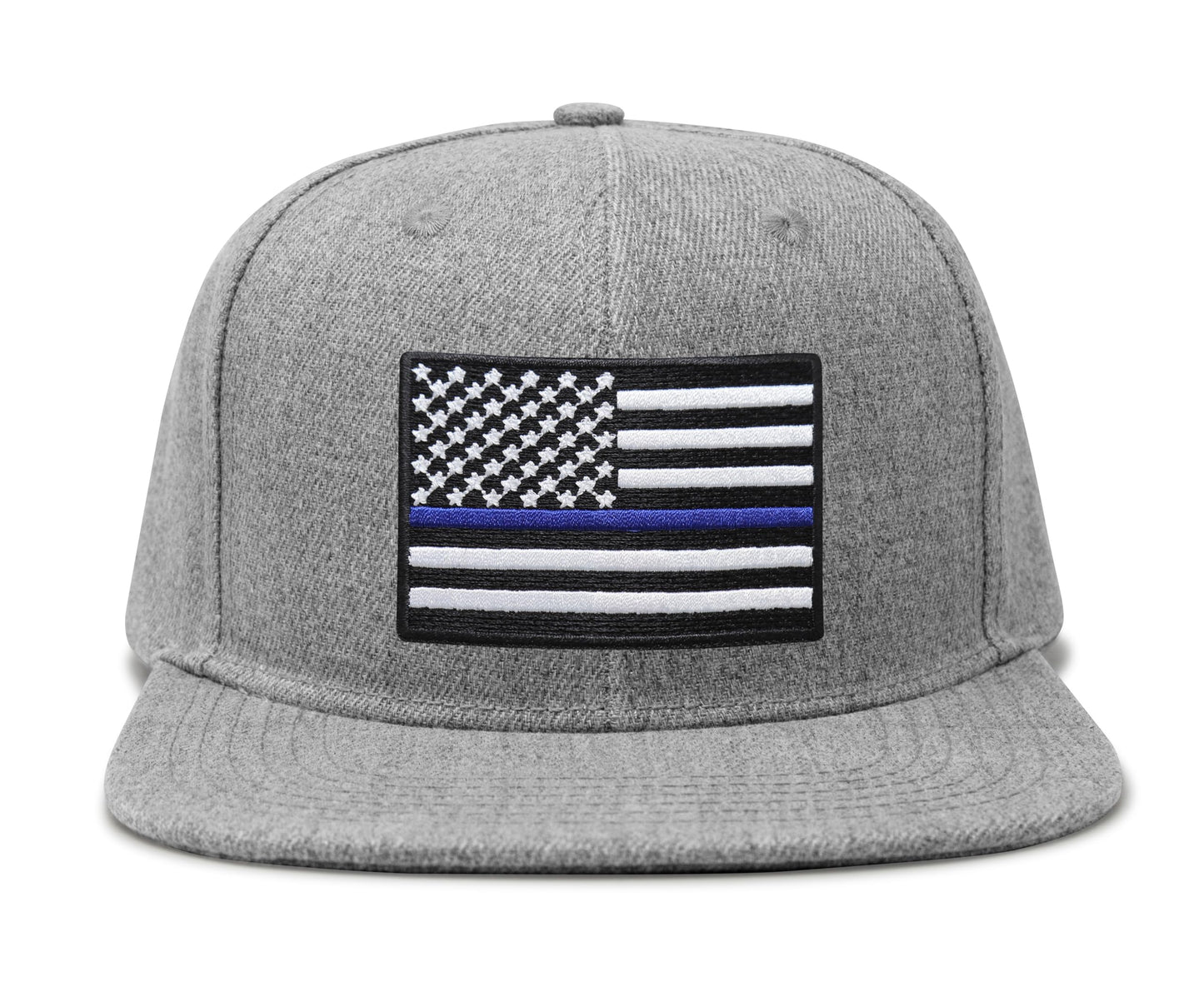 International Tie Thin Blue Line Hat for Men and Women - Snapback Trucker Baseball Cap (Grey Flatbill)