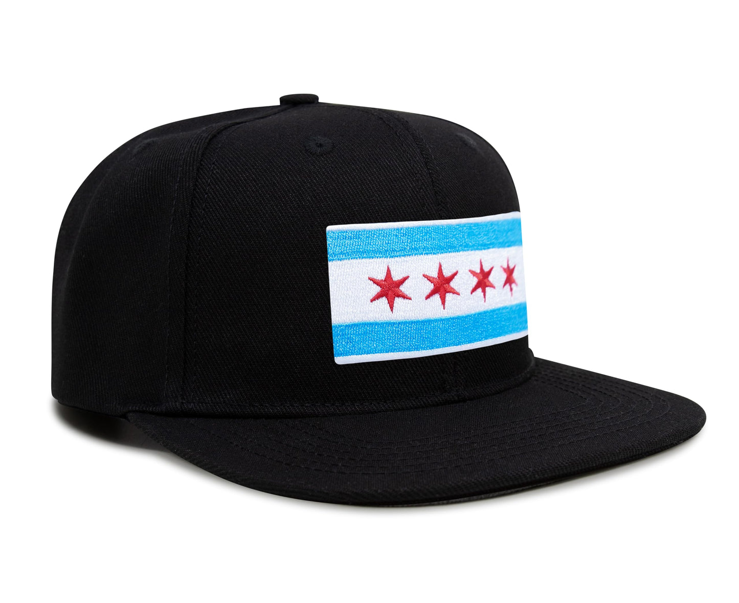 Chicago Flag Hat for Men and Women – Snapback Trucker Baseball Cap by International Tie (Black Flatbill)