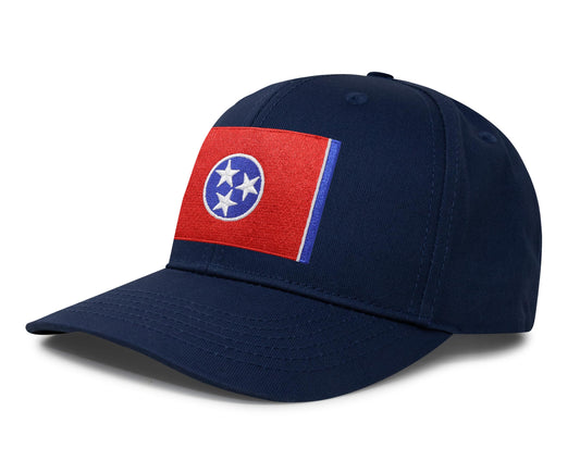 International Tie Premium Tennessee - Flag Patch Hat for Men and Women - Snapback Trucker Baseball Cap (All Navy) - International Tie