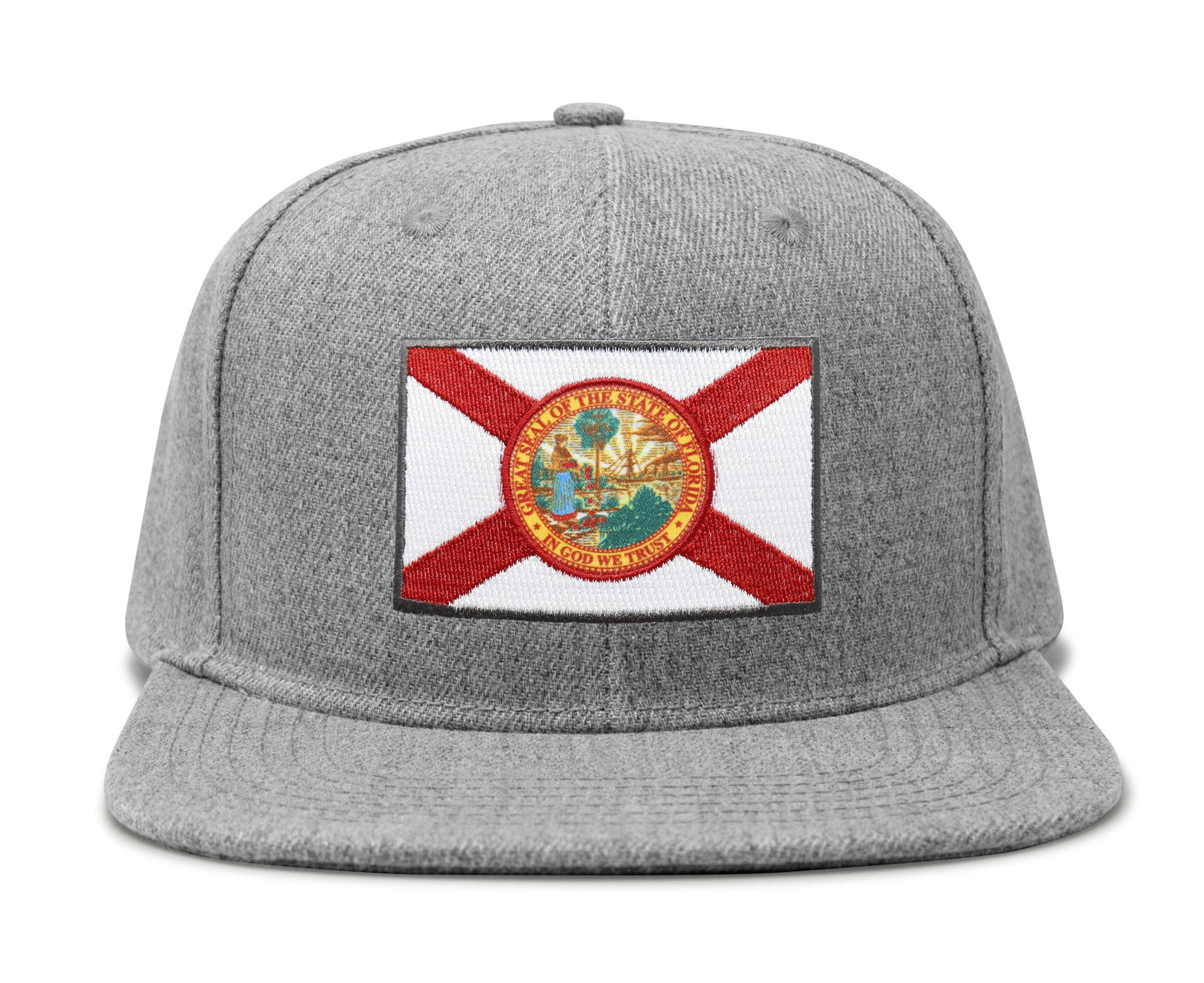 International Tie Florida Flag Hat for Men and Women - Snapback Trucker Baseball Cap (Grey Flatbill)