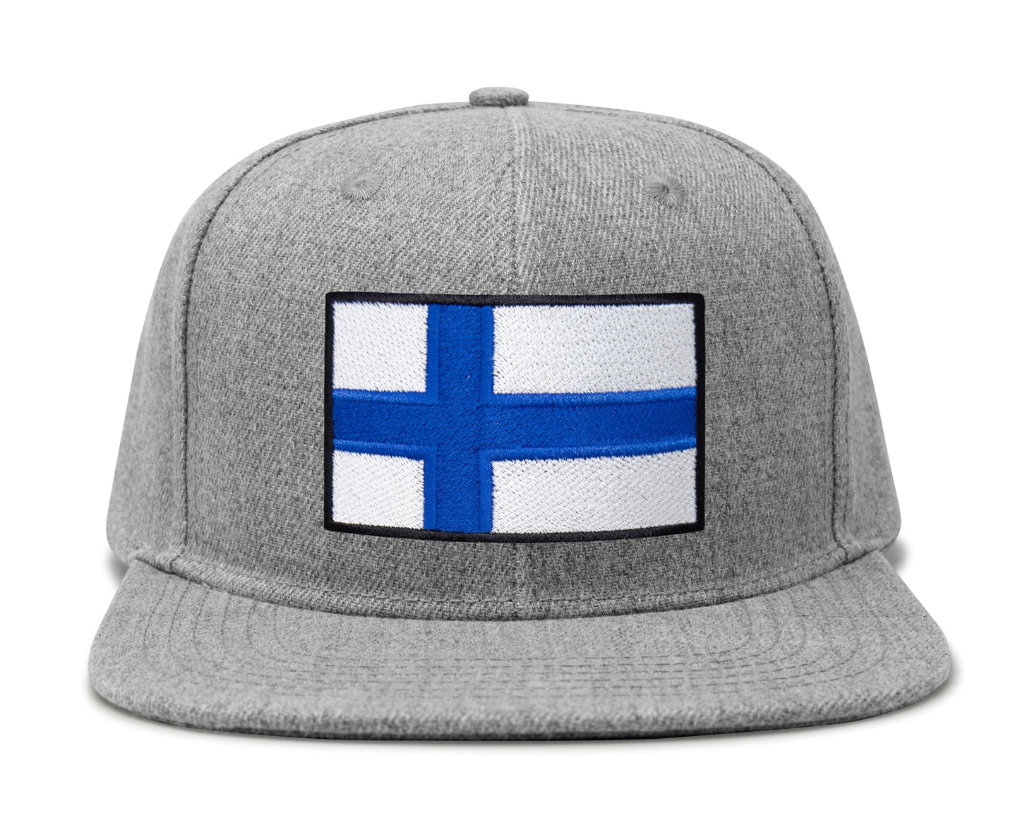 International Tie Finland Flag Hat for Men and Women - Adjustable Snapback Trucker Baseball Cap (Grey Flatbill)