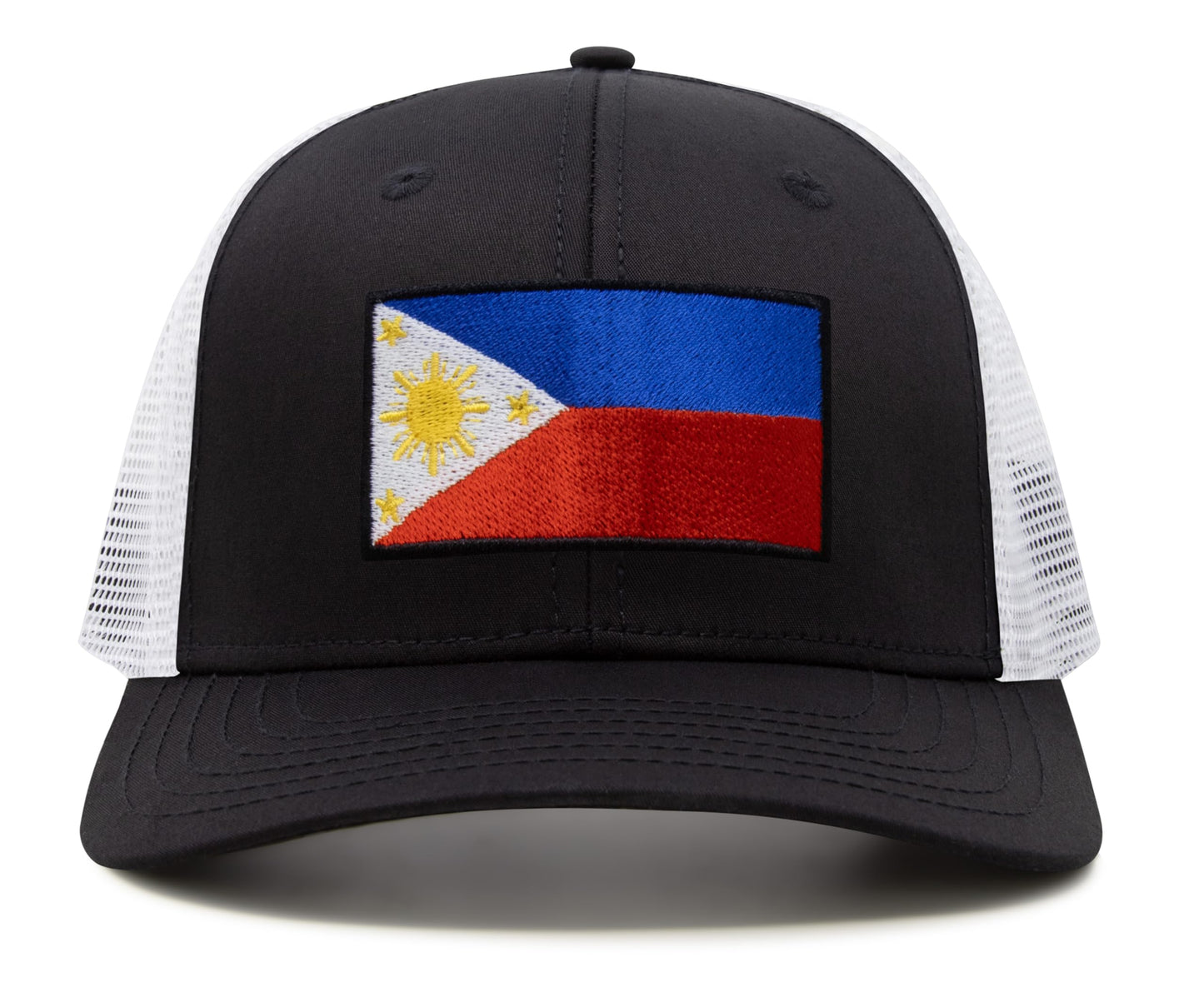International Tie Philippines Hat for Men and Women - Snapback Trucker Baseball Cap (Black/White)