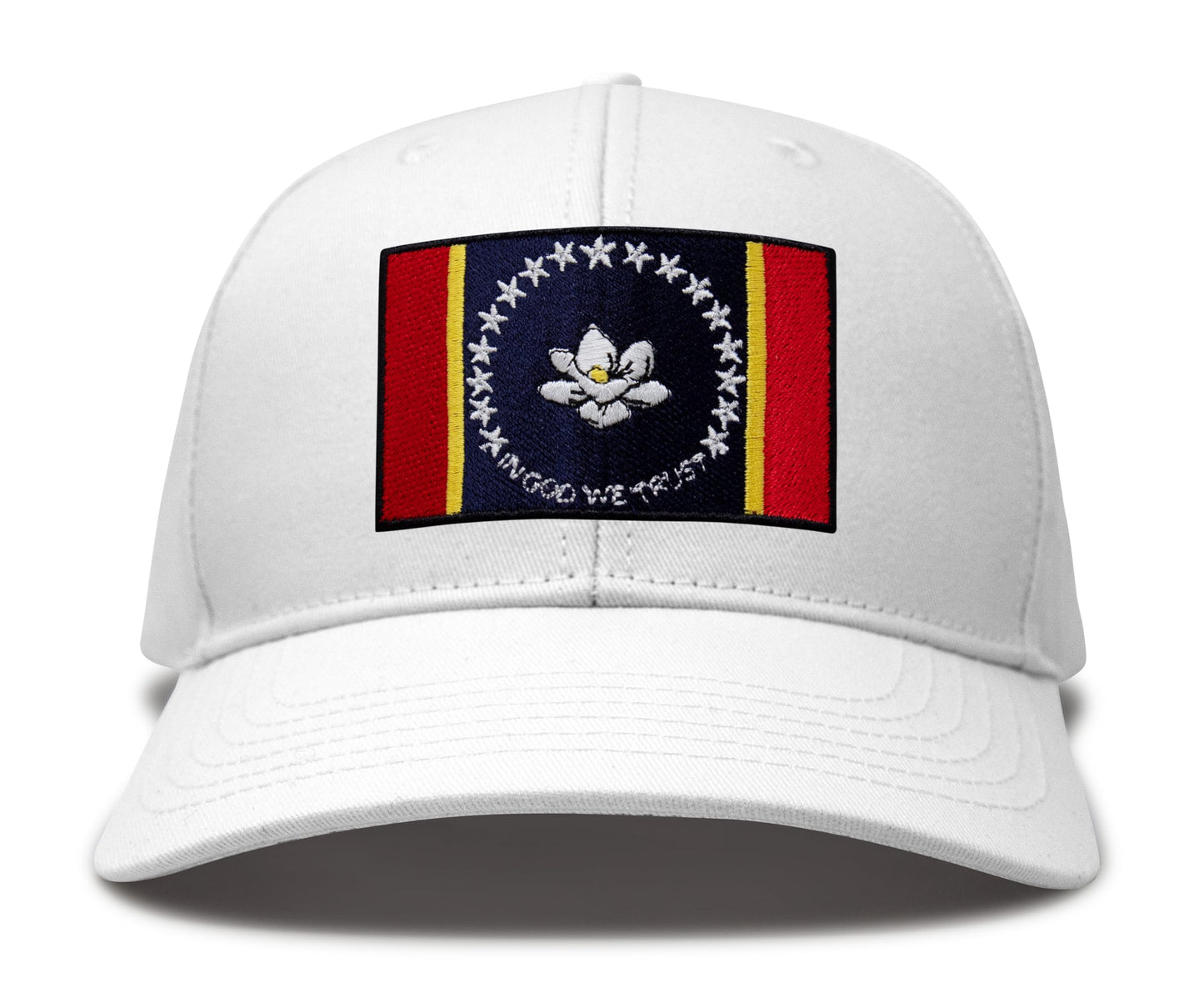 International Tie Mississippi Flag Hat for Men and Women – Snapback Trucker Baseball Cap (All White)