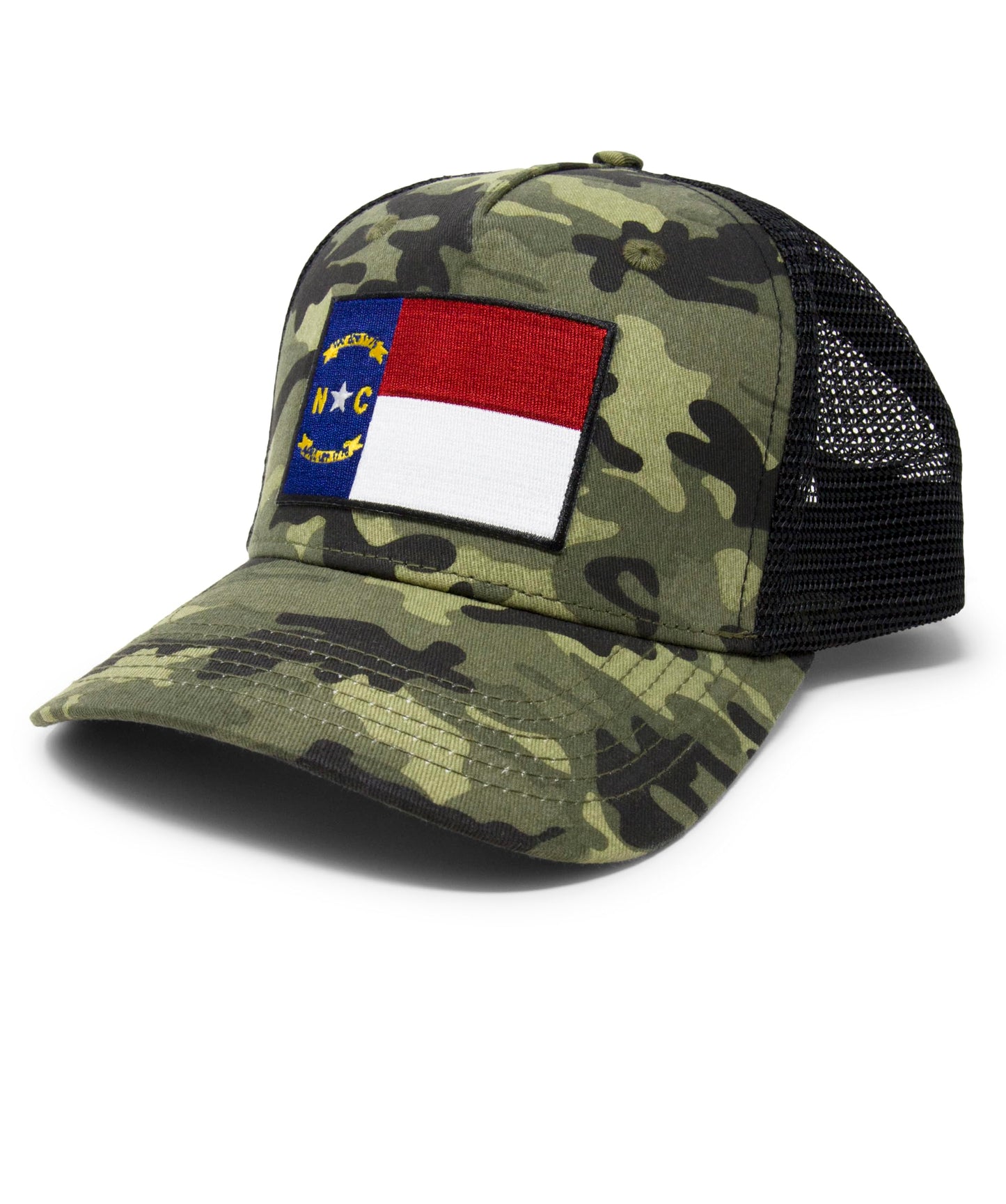International Tie Premium Flag Themed North Carolina Hat for Men and Women – Adjustable One Size Snapback Cap - Embroidered Patch - Mesh Back (Camouflage)