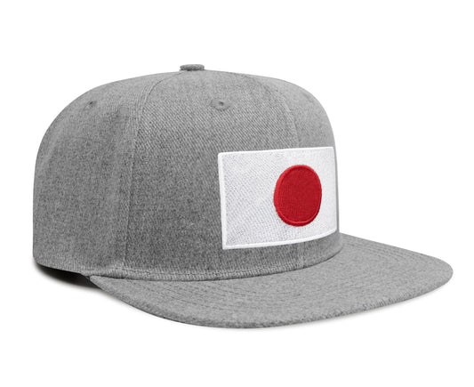 International Tie Country Hat for Men and Women, Adjustable Snapback Trucker Baseball Cap with Embroidered Patch (Japan, Grey Flatbill) - International Tie