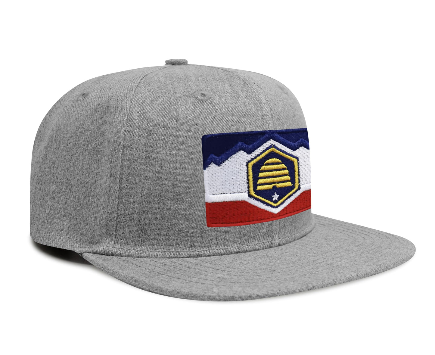 International Tie Utah Hat for Men and Women - Snapback Trucker Baseball Cap (Grey Flatbill)