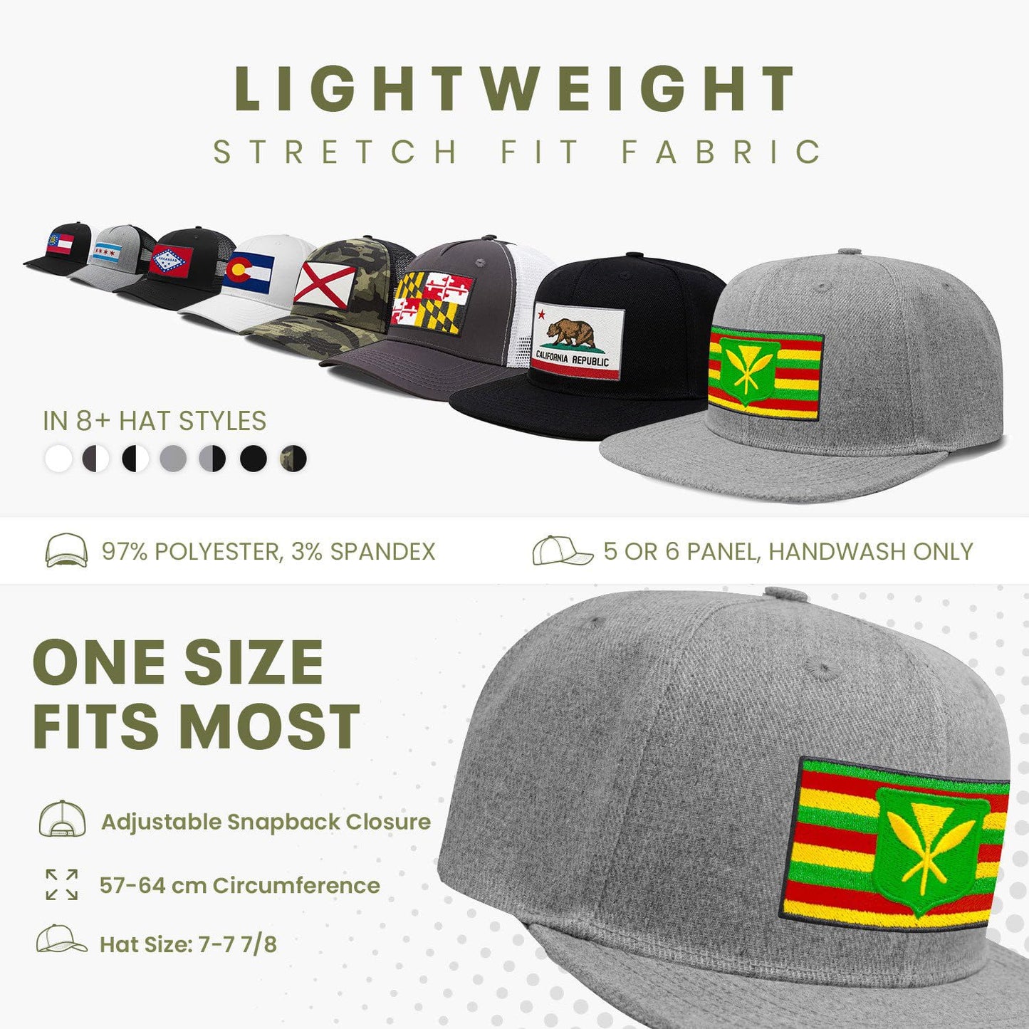 International Tie Kanaka Maoli Hat for Men and Women - Snapback Trucker Baseball Cap (Grey Flatbill)