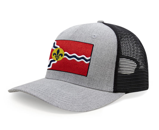 St. Louis Flag Hat for Men and Women – Snapback Trucker Baseball Cap by International Tie (Grey Black) - International Tie