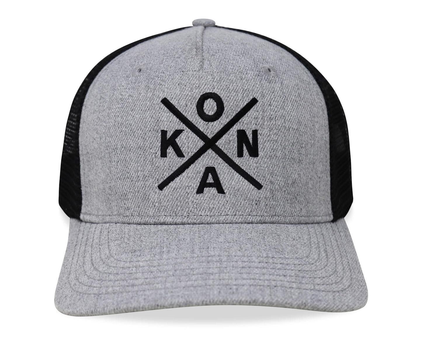 International Tie Kailua-Kona KONA Hat for Men and Women - Snapback Trucker Baseball Cap (Grey/Black)