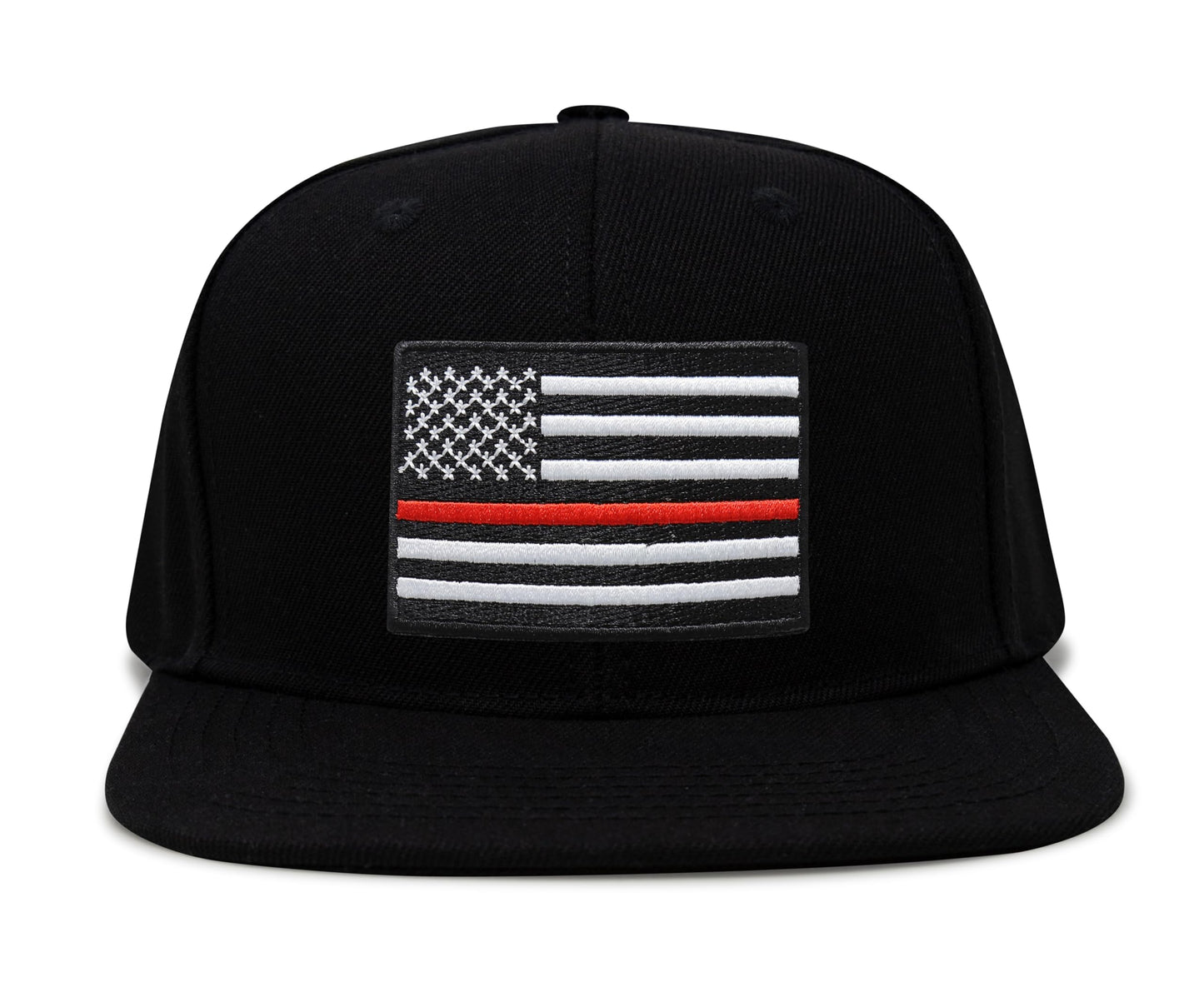 Thin Red Line Flag Trucker Hat for Men and Women – Snapback Baseball Cap by International Tie (Black Flatbill)