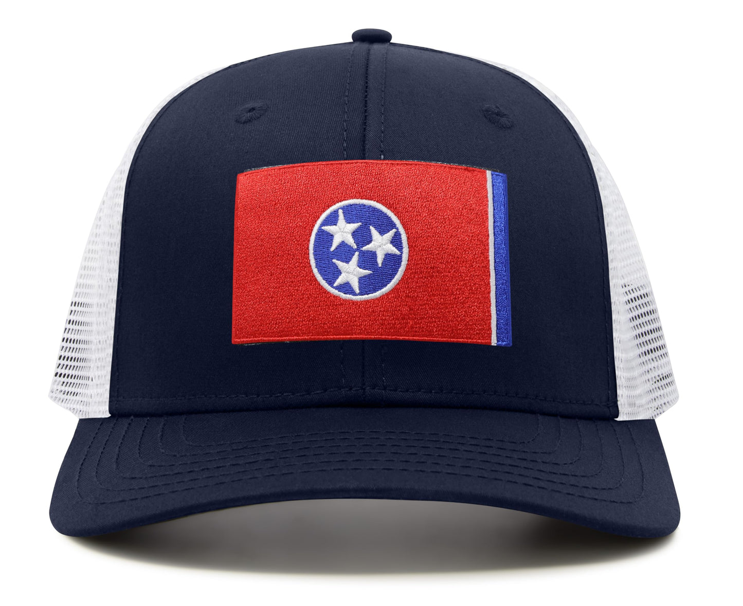 International Tie Premium Tennessee Flag Patch Hat for Men and Women - Snapback Trucker Baseball Cap (Navy White)