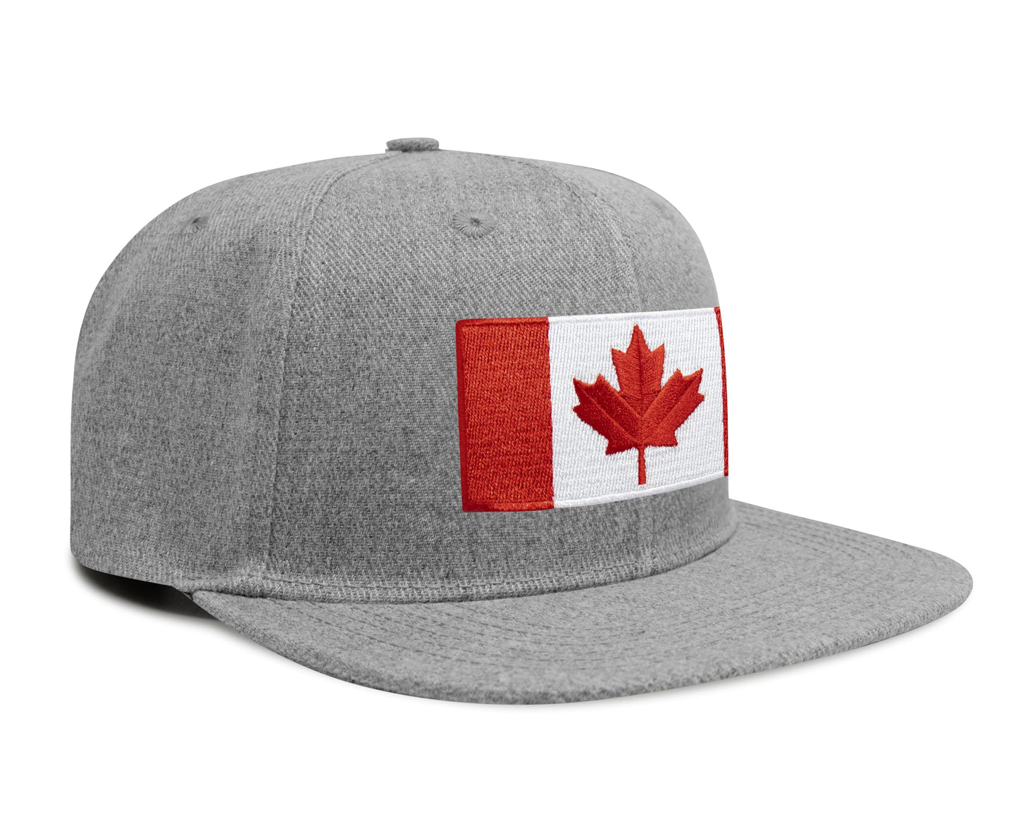 International Tie Canada Hat for Men and Women - Snapback Trucker Baseball Cap (Grey Flatbill)