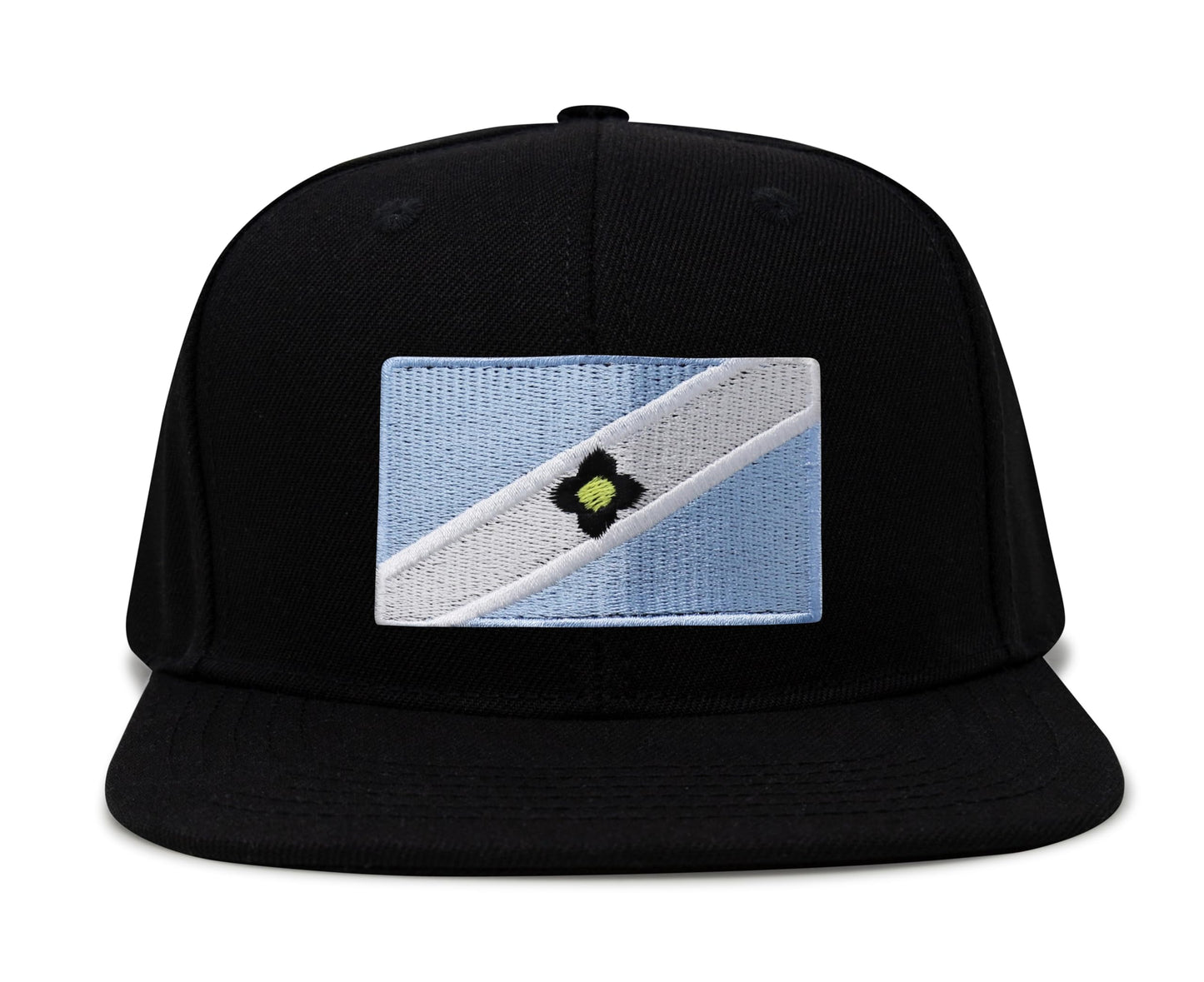 International Tie Madison Flag Trucker Hat for Men and Women - Snapback Baseball Cap (Black Flatbill)