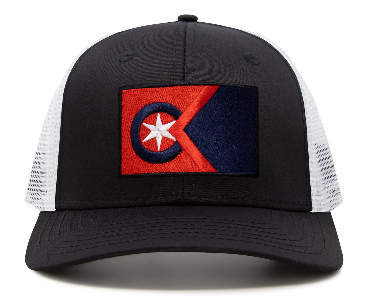 International Tie Cleveland Flag Hat for Men and Women - Adjustable Snapback Trucker Baseball Cap (Black White)