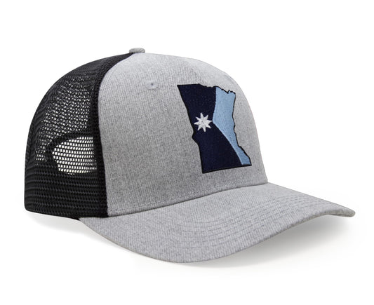 Minnesota Stateline Snapback Trucker Hat I Grey Black