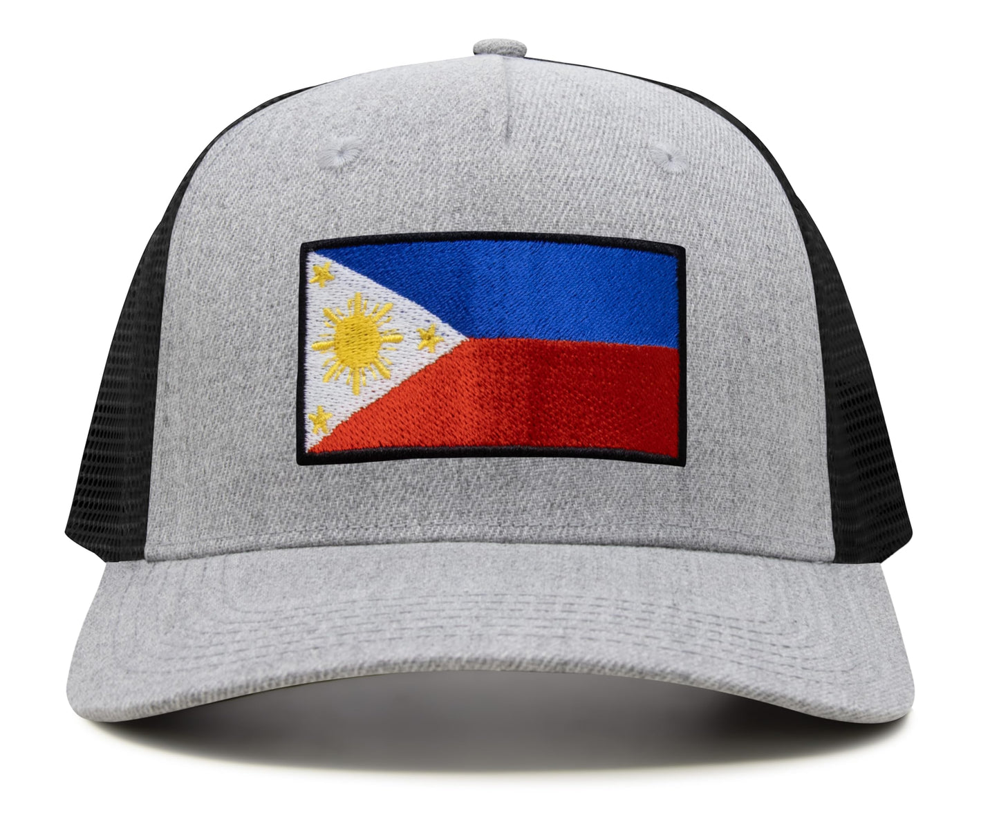 International Tie Philippines Hat for Men and Women - Snapback Trucker Baseball Cap (Grey/Black)