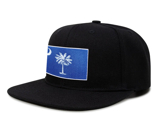 International Tie State Hat for Men and Women, Adjustable Snapback Trucker Baseball Cap with Embroidered Patch (South Carolina, Black Flatbill) - International Tie