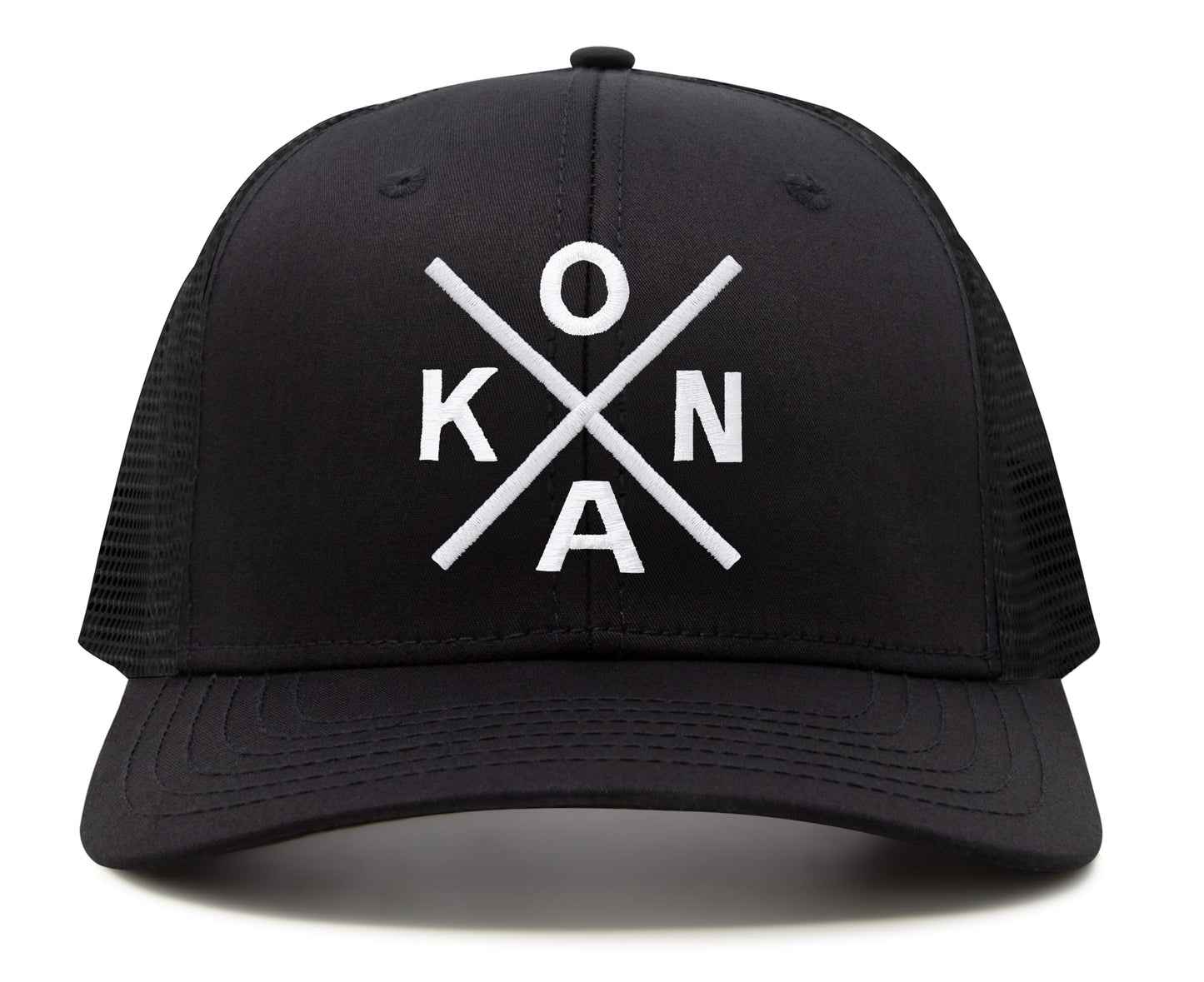 International Tie Kailua-Kona KONA Hat for Men and Women - Snapback Trucker Baseball Cap (All Black)