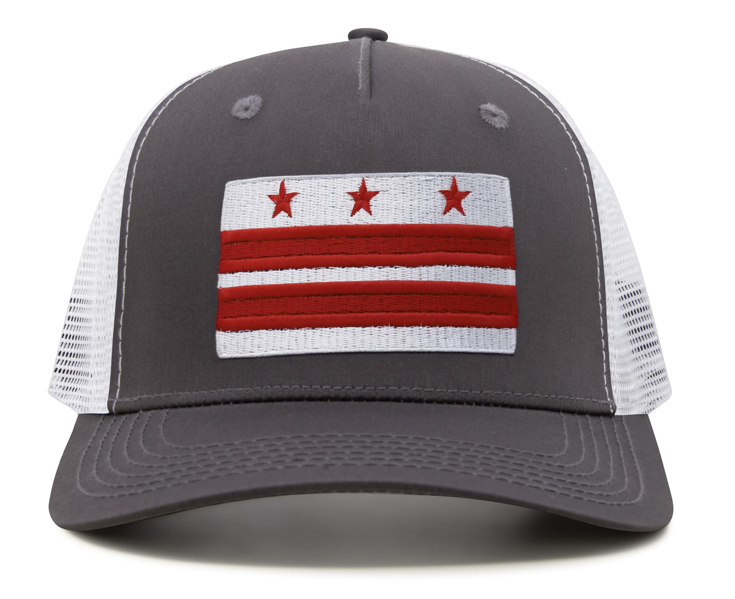 International Tie Washington DC Flag Hat for Men and Women - Snapback Trucker Flatbill Baseball Cap (Grey White)