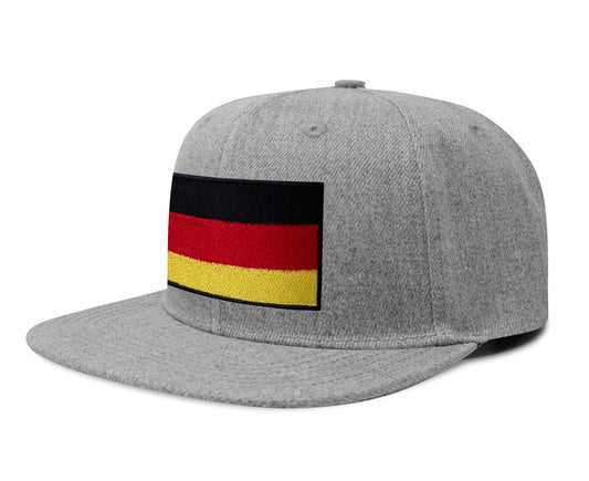 International Tie Germany Flag Hat for Men and Women - Adjustable Snapback Trucker Baseball Cap (Grey Flatbill) - International Tie